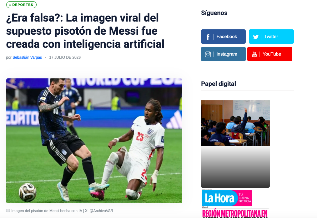 La foto del ‘pisotón’ de Messi que resultó ser creada con IA